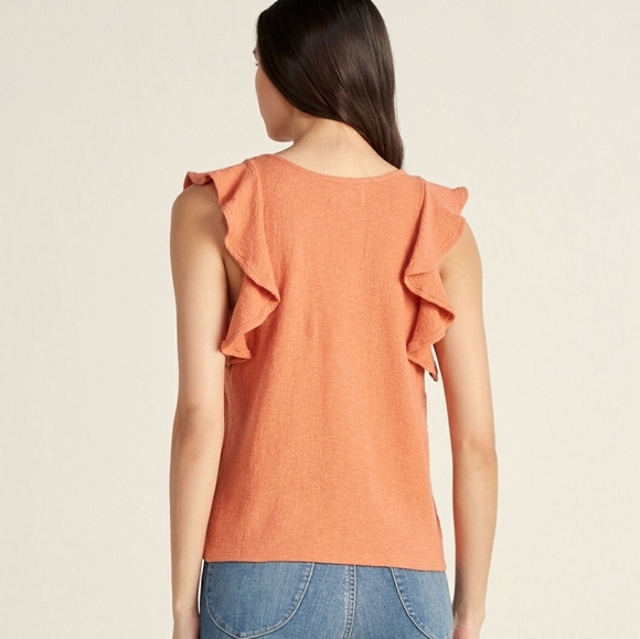 Madewell Texture & Thread Darcie Ruffle Tank SZ S - Picture 2 of 5